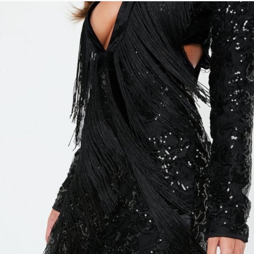 Black Sequin Fringe mini dress